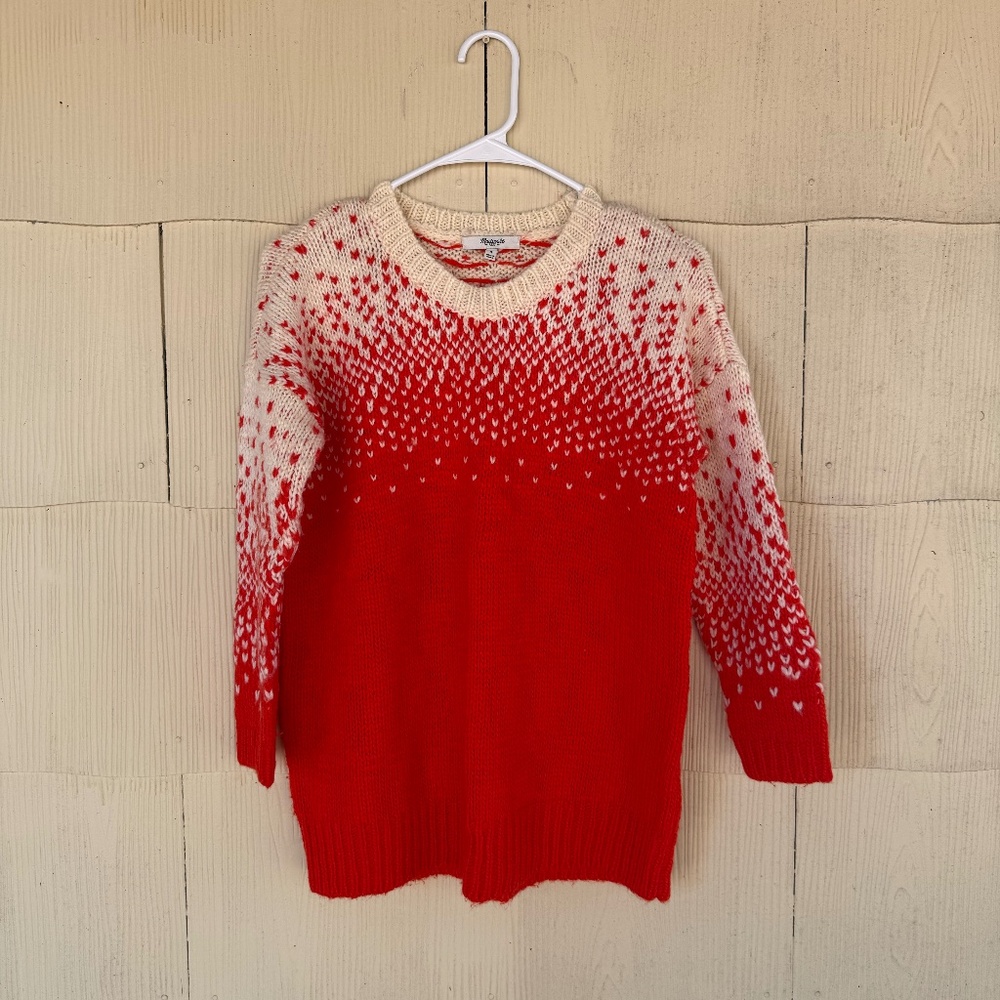 Madewell Drift Stitch Wool Blend Ombre Heart Print Sweater